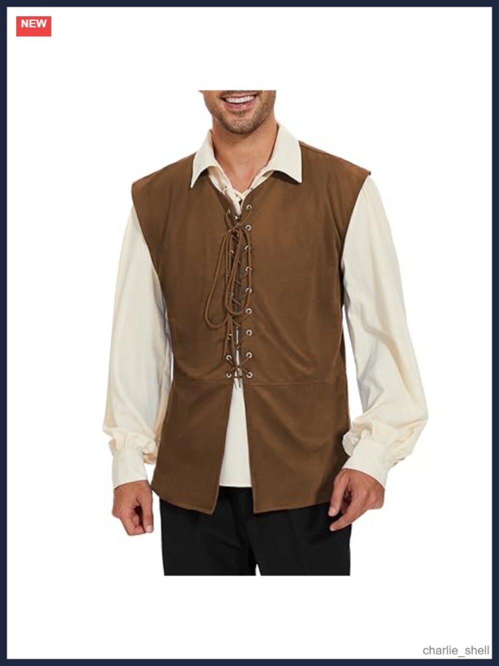 Pirate Vest Men Renaissance Costume Medieval Halloween Cosplay Sleeveless